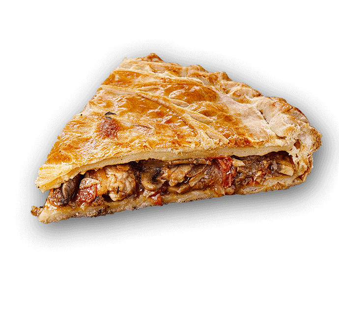 Слоеный пирог с курицей и грибами